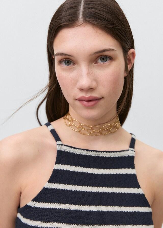 Mango Gestreiftes Neckholder-Top Fabrik Onlineshop