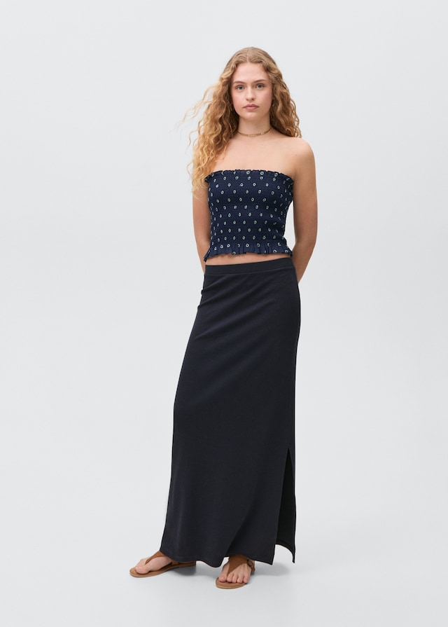 Mango Gemustertes Top mit Raffdetails Sonderangebot