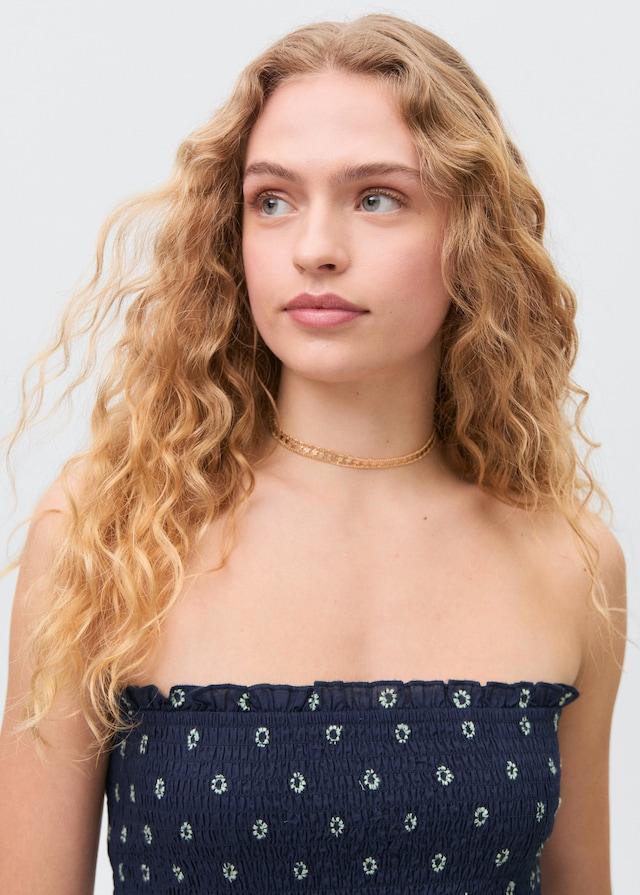 Mango Gemustertes Top mit Raffdetails Sonderangebot