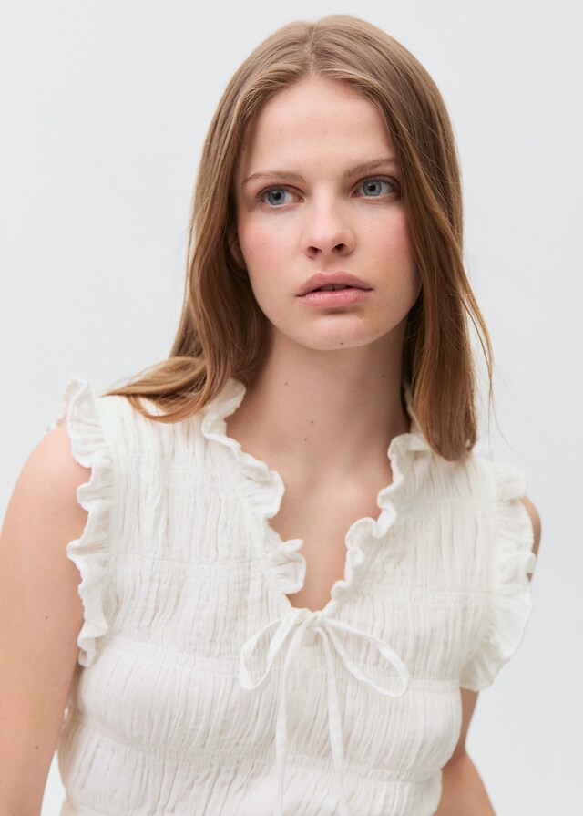 Mango Geraffte Rüschenbluse Günstig kaufen