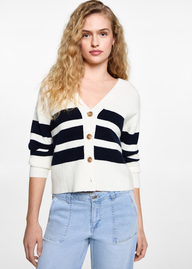 Mango Strickcardigan mit Streifenmuster