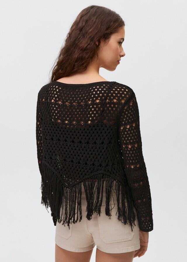 Mango Pullover mit Lochmuster und Fransendetail Cyber Monday