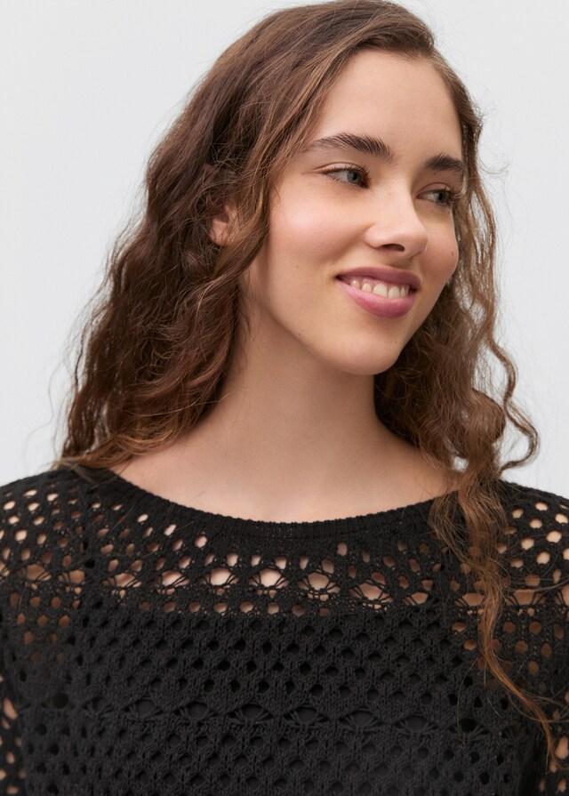 Mango Pullover mit Lochmuster und Fransendetail Cyber Monday