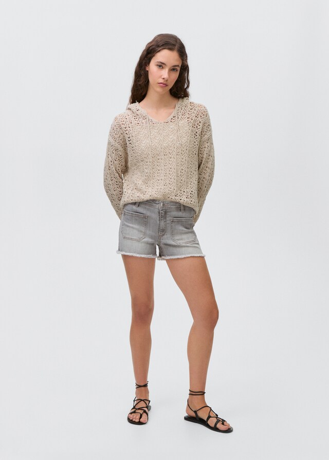 Mango Kapuzenpullover mit Lochmuster Osterangebot