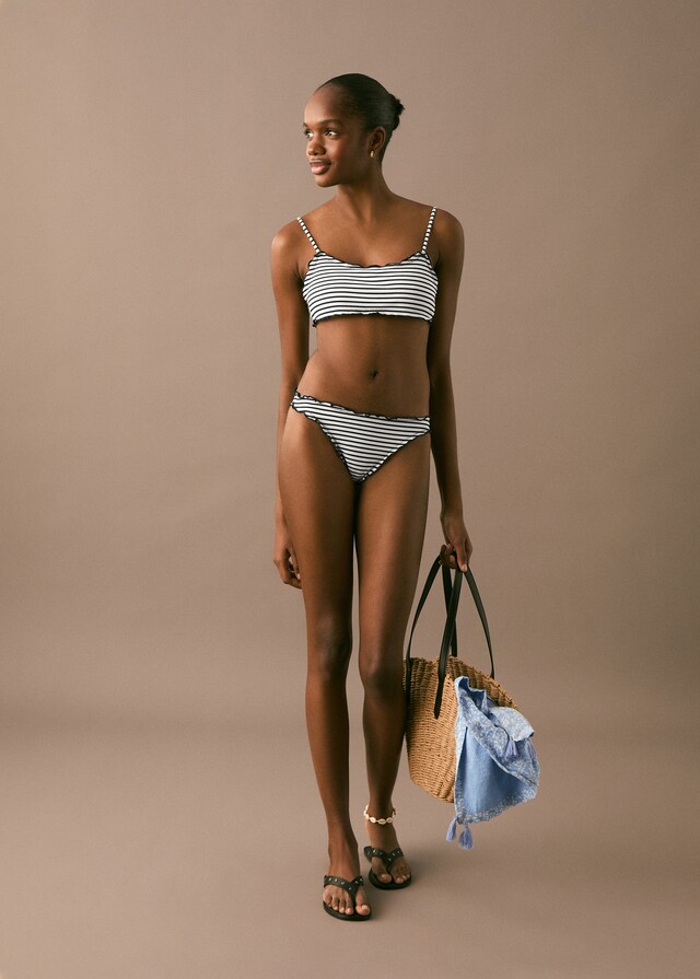 Mango Gestreifter Bikini mit Borte Valentinstagsangebot