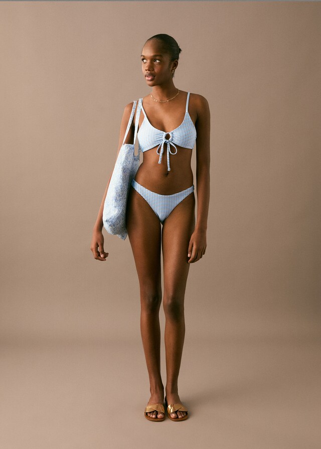 Mango Texturierter Bikini mi Schleife Heißer Verkauf