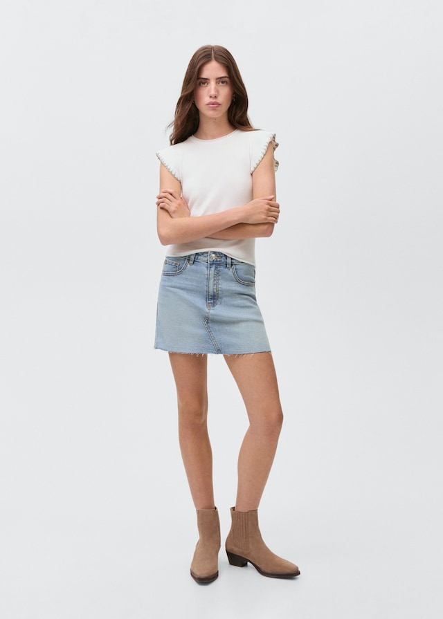 Mango Jeans-Minirock mit ausgefranstem Saum Zeitlich begrenztes Angebot