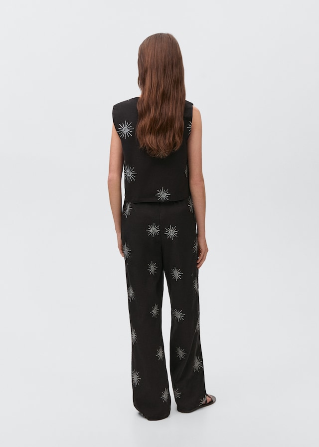Mango Lange Hose mit Stickdetails Räumungsverkauf