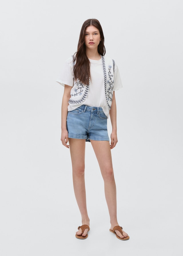 Mango Jeansshorts mit umgeschlagenem Saum Letzter Tag