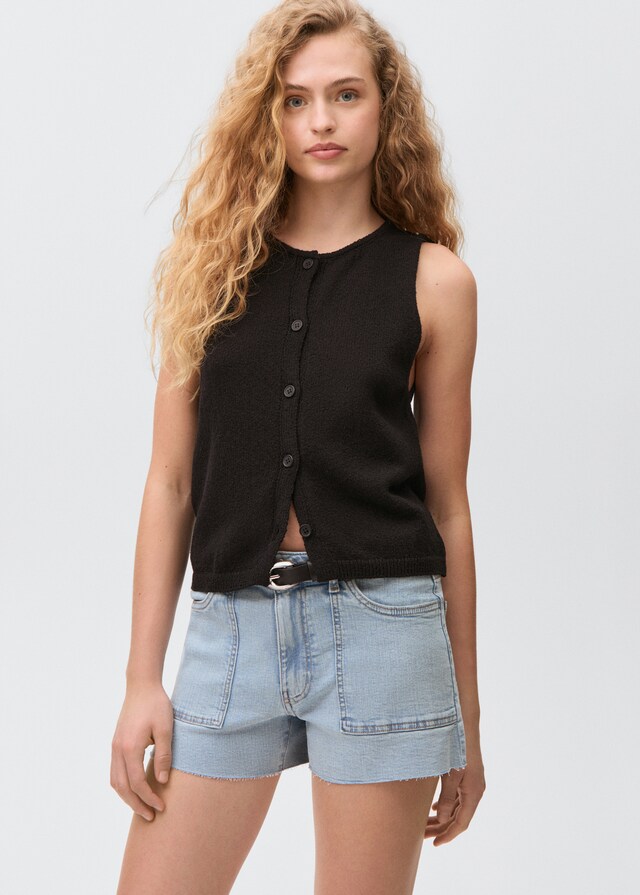 Mango Jeansshorts mit ausgefranstem Saum