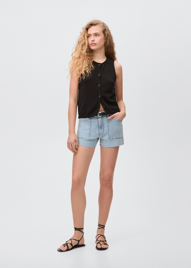 Mango Jeansshorts mit ausgefranstem Saum Bis zu 50% Rabatt