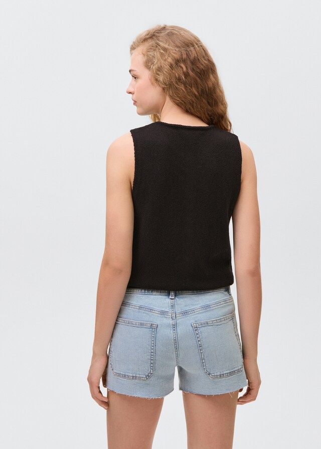 Mango Jeansshorts mit ausgefranstem Saum Bis zu 50% Rabatt