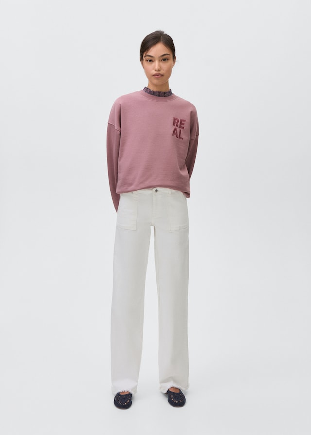 Mango Sweatshirt mit aufgesticktem Schriftzug Bis zu 65% Rabatt