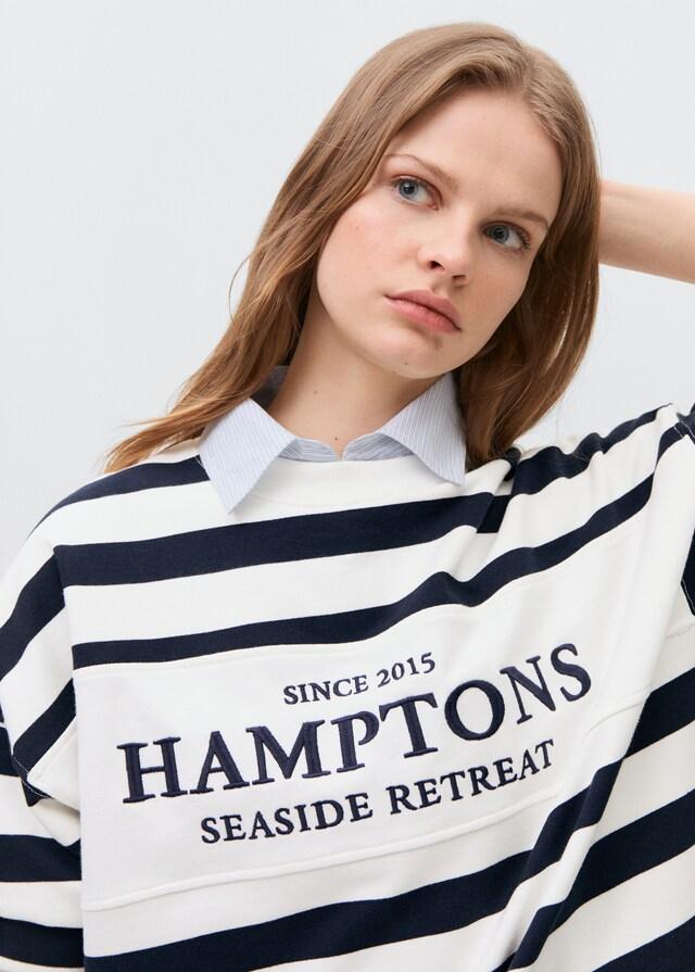Mango Gestreiftes Sweatshirt mit Text Nur für heute