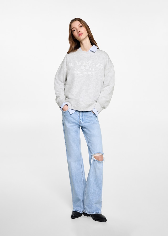 Mango Gemustertes Baumwoll-Sweatshirt Bis zu 55% Rabatt