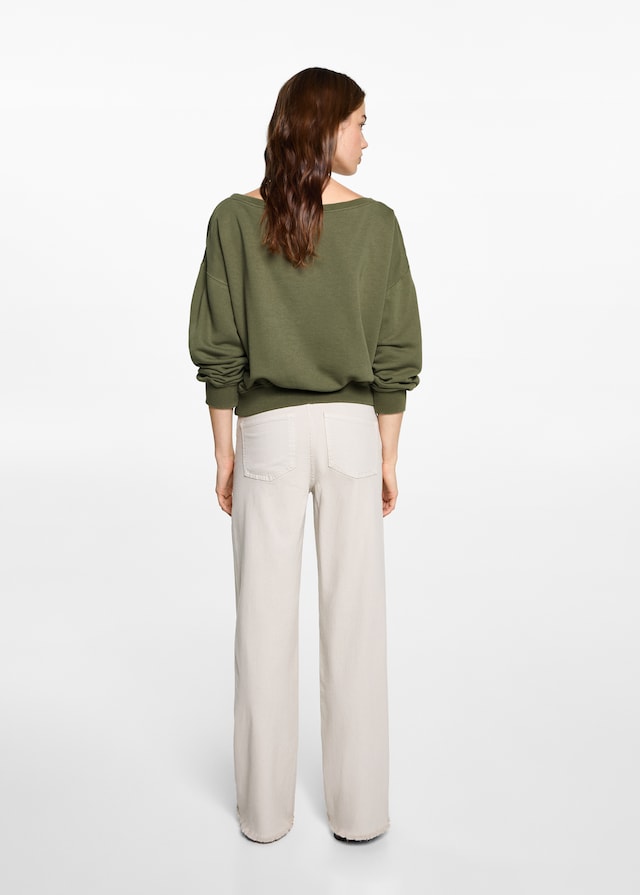 Mango Sweatshirt mit floraler Stickerei Nur noch ein Tag übrig
