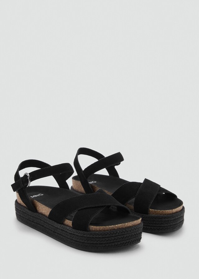 Mango Plateau-Sandale aus Leder
