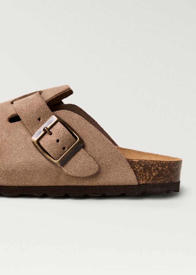 Mango Leder-Clogs mit Schnalle Kostenloser Versand