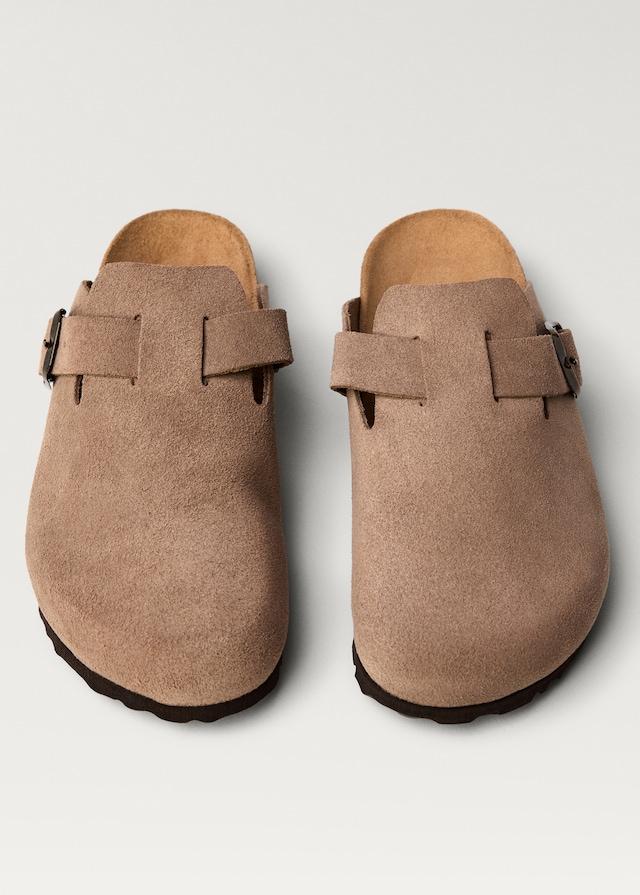 Mango Leder-Clogs mit Schnalle Kostenloser Versand
