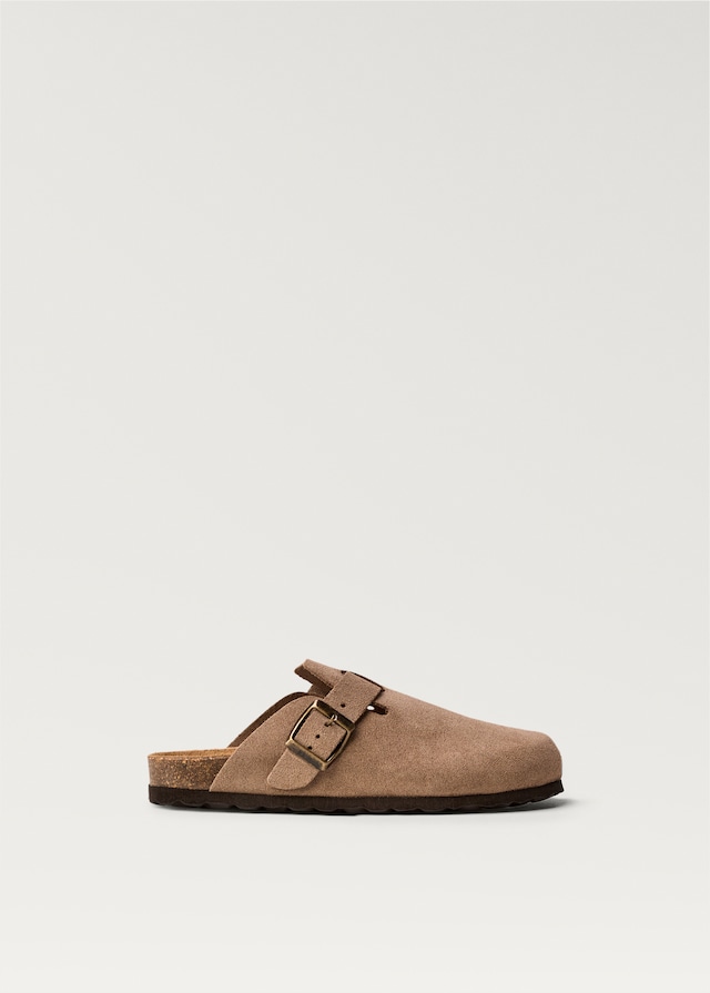Mango Leder-Clogs mit Schnalle Kostenloser Versand