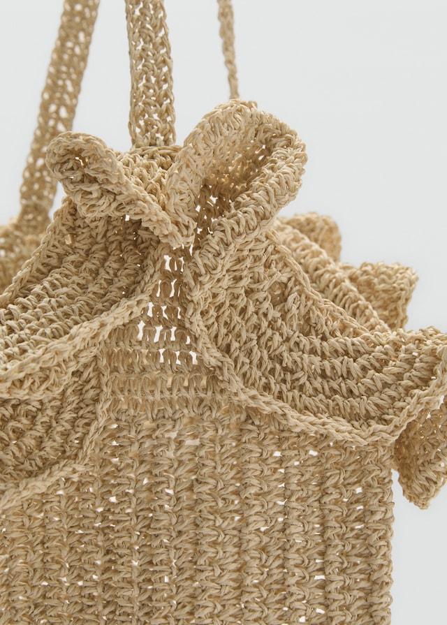 Mango Bucket Bag aus Naturfaser Günstig kaufen