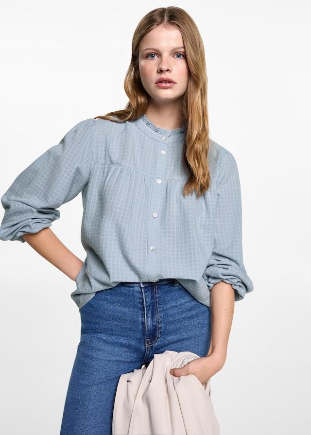 Mango Texturierte Karo-Bluse Nur für heute
