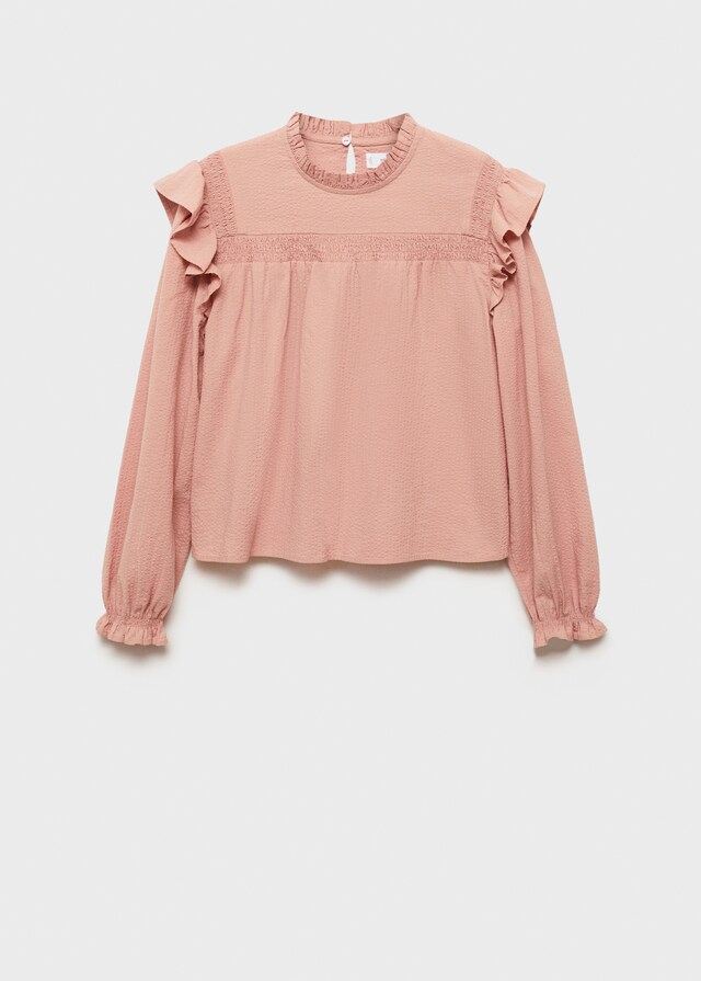 Mango Texturierte Baumwollbluse Sonderangebot der Fabrik