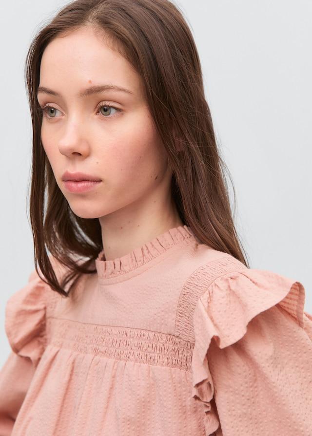 Mango Texturierte Baumwollbluse Sonderangebot der Fabrik