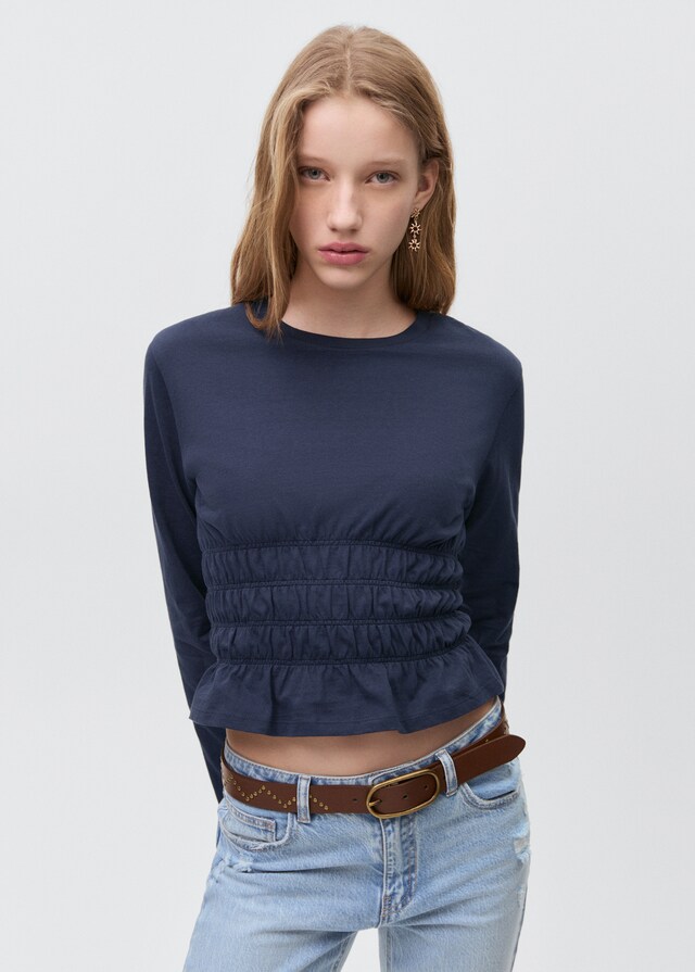 Mango T-Shirt mit geraffter Taille Black Friday Preise