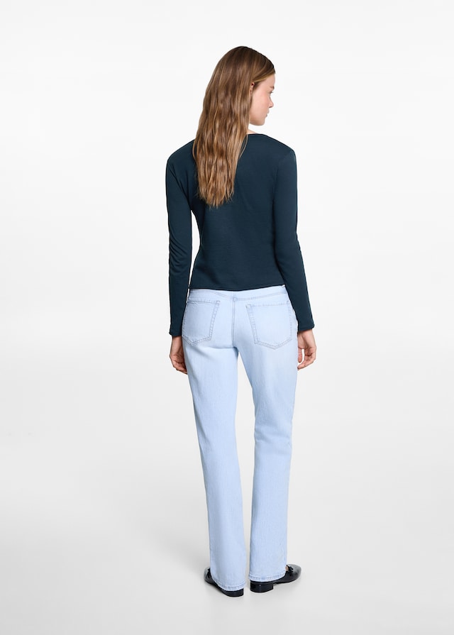 Mango Langärmliges T-Shirt mit Knöpfen 50% Rabatt für begrenzte Zeit