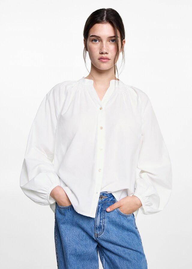 Mango Bluse mit Ballonärmeln