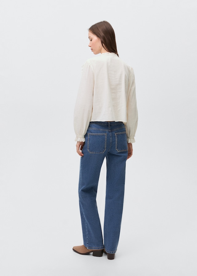 Mango Geraffte Bluse mit Rüschen Auslauf