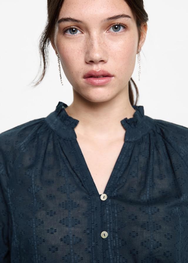 Mango Strukturierte Bluse bestickt Verkauf