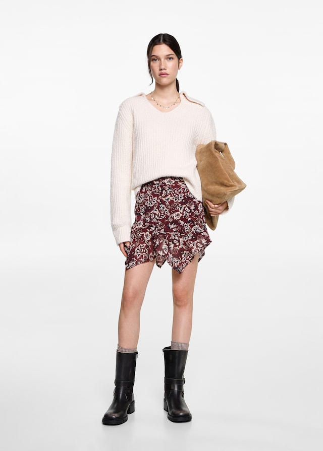Mango Asymmetrisches Printkleid Fabrikverkauf