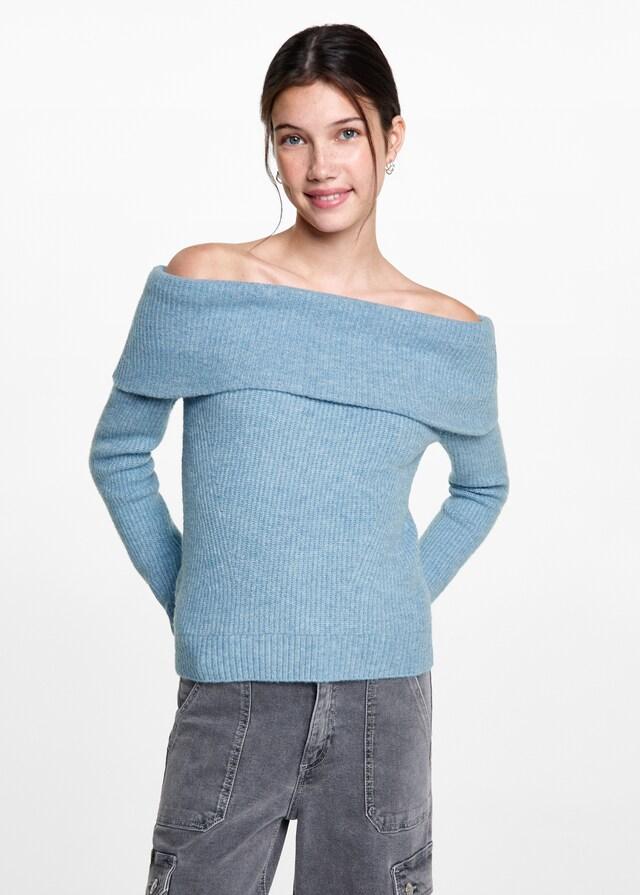 Mango Schulterfreier Strickpullover Saisonschlussverkauf