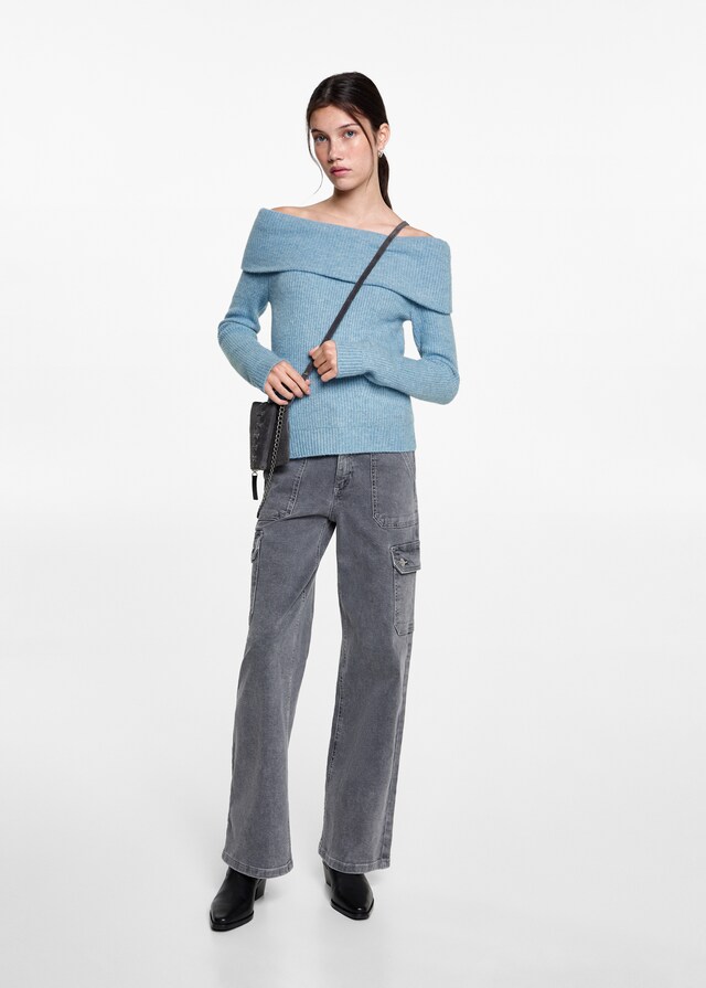 Mango Schulterfreier Strickpullover Saisonschlussverkauf