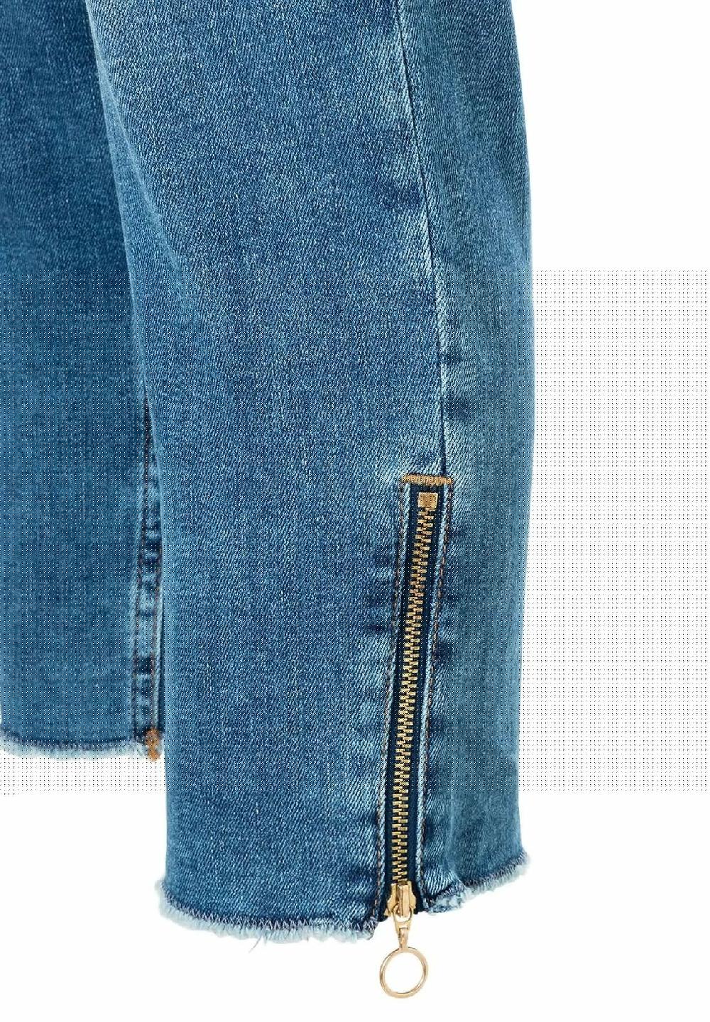 MAC Rich Jeans knöchellang Slim-Fit Fransen-Details für Damen Hotsell