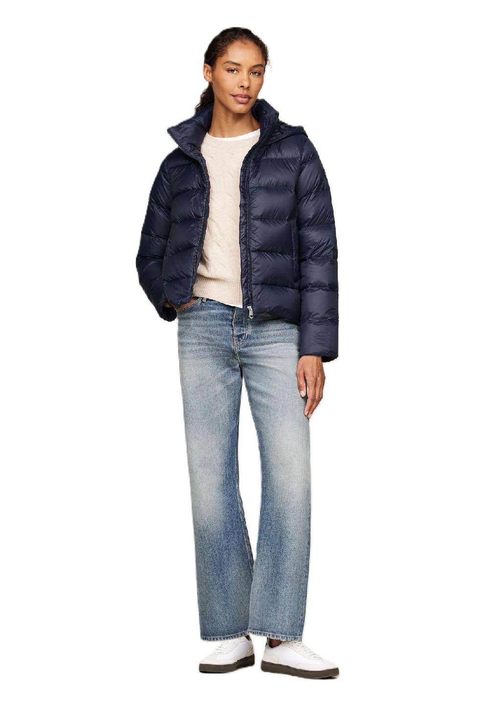 TOMMY HILFIGER Steppjacke Stehkragen Logo-Patch für Damen Riesige Rabatte