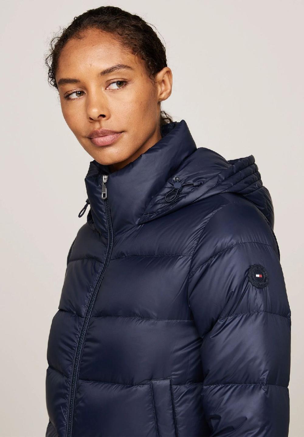 TOMMY HILFIGER Steppjacke Stehkragen Logo-Patch für Damen Riesige Rabatte