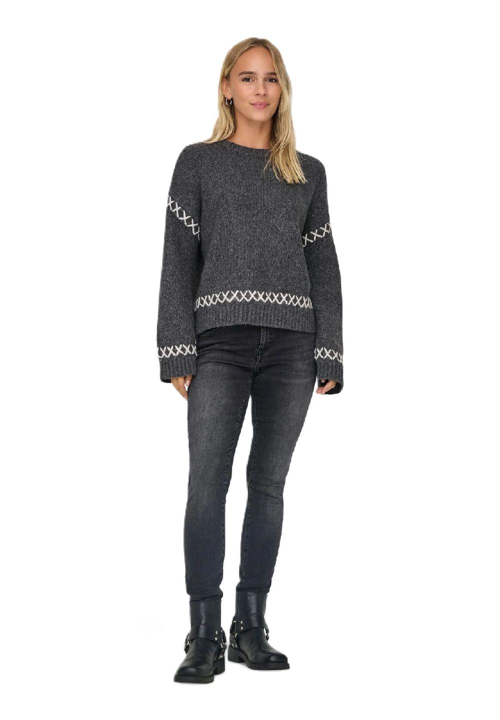 ONLY® Strickpullover "Amanda" Ziernähte für Damen Hotsell
