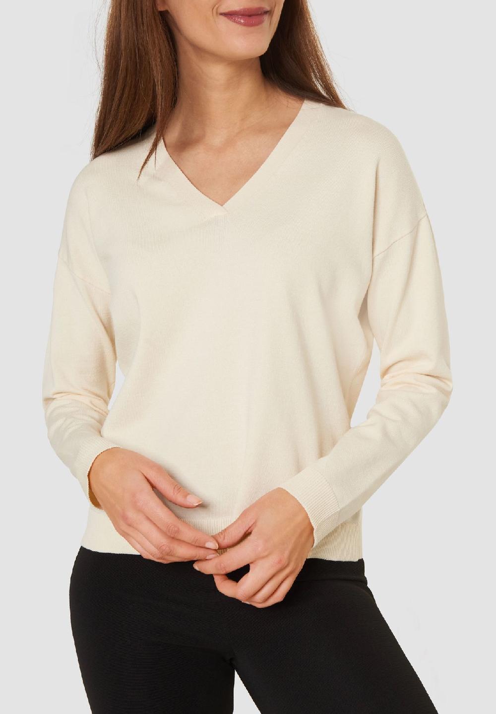 MANGUUN collection Pullover V-Ausschnitt Rippbündchen für Damen Black Friday