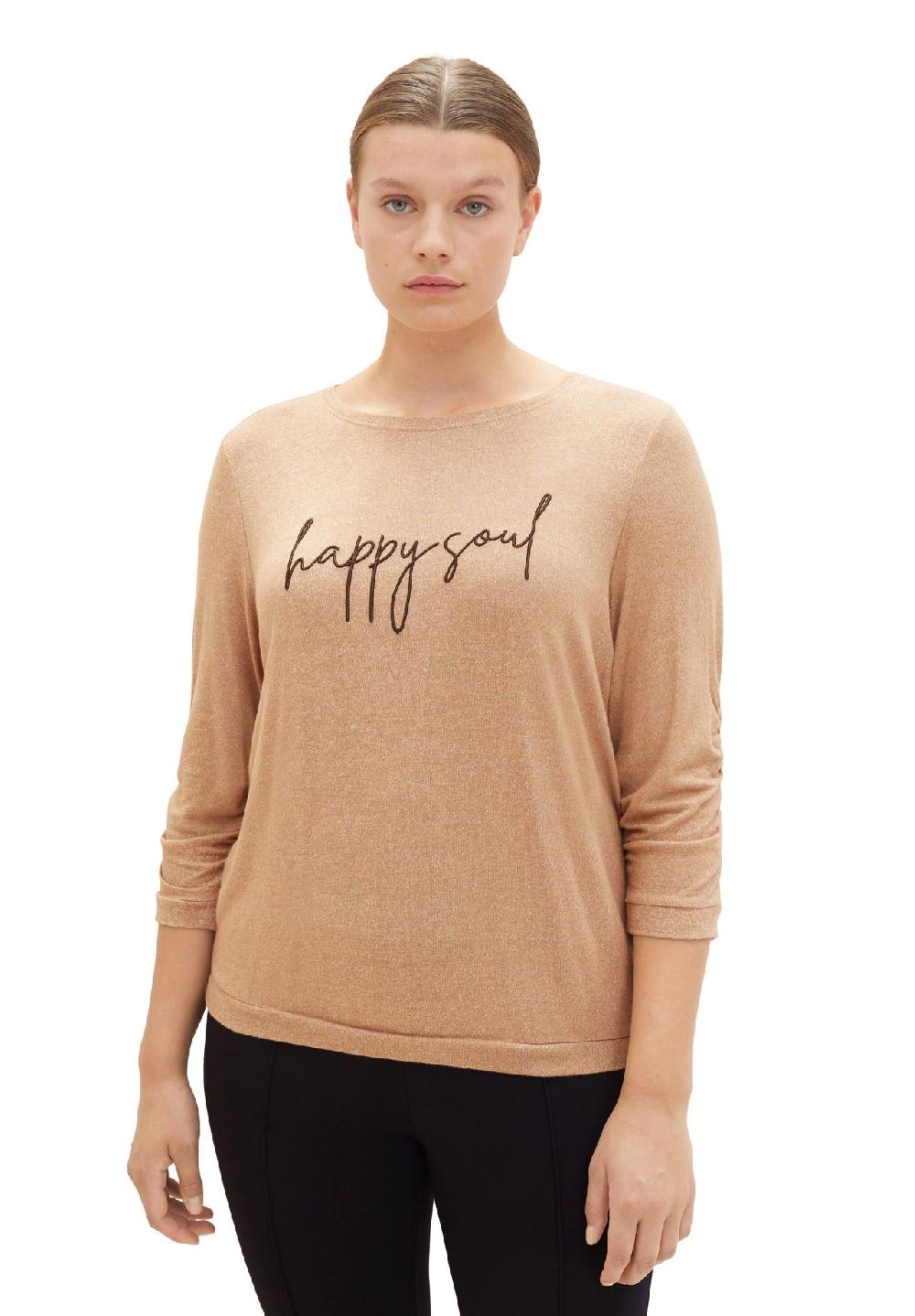 TOM TAILOR plus Shirt 3/4-Arm Melange Raffung für Damen Zeitbegrenzte Promotion