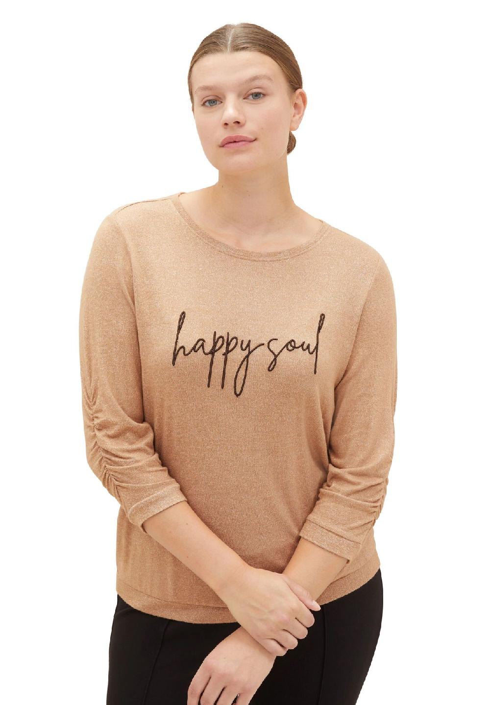 TOM TAILOR plus Shirt 3/4-Arm Melange Raffung für Damen Zeitbegrenzte Promotion
