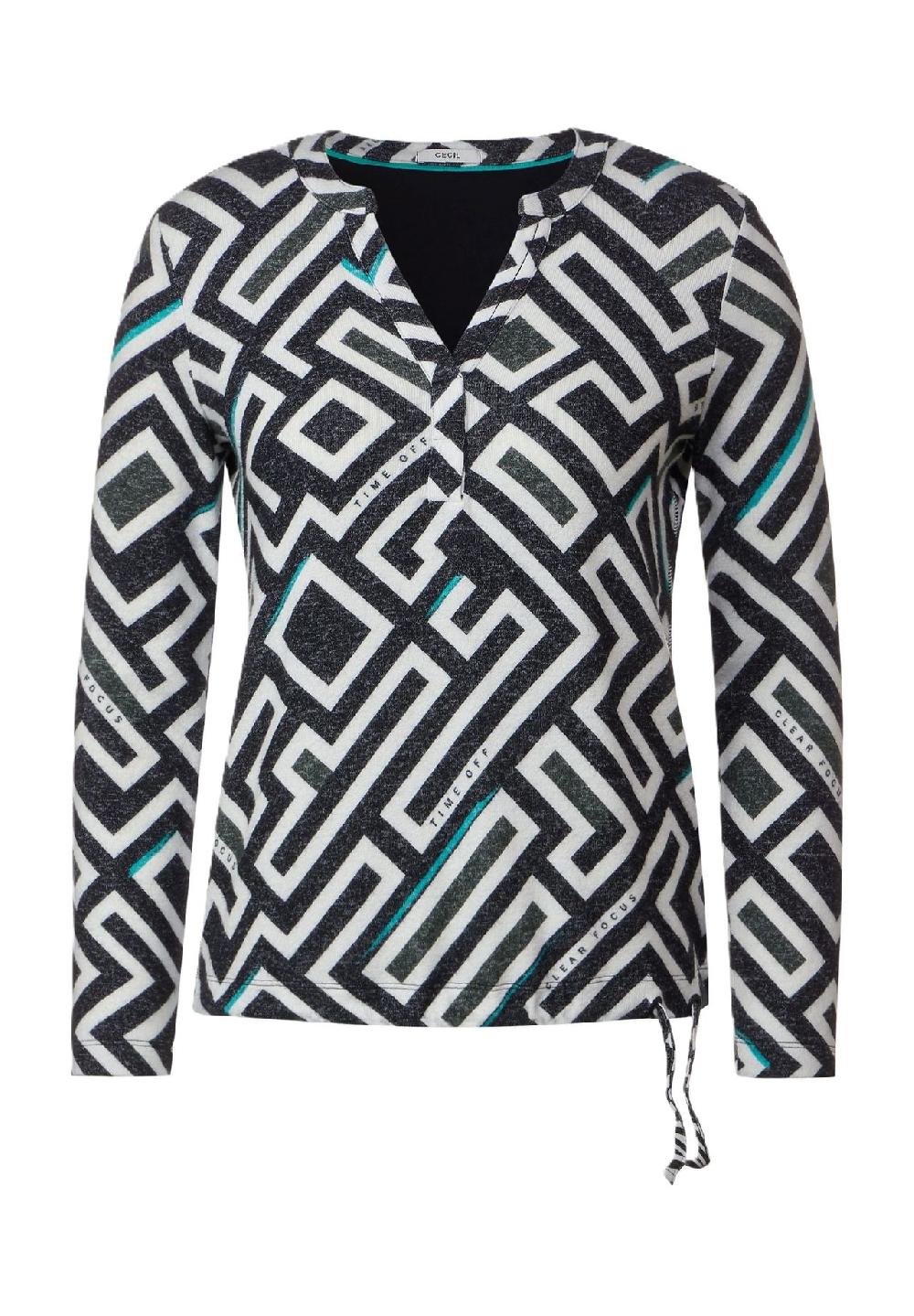 CECIL Tunikashirt Split-Neck grafisch für Damen Letzte 2 Tage