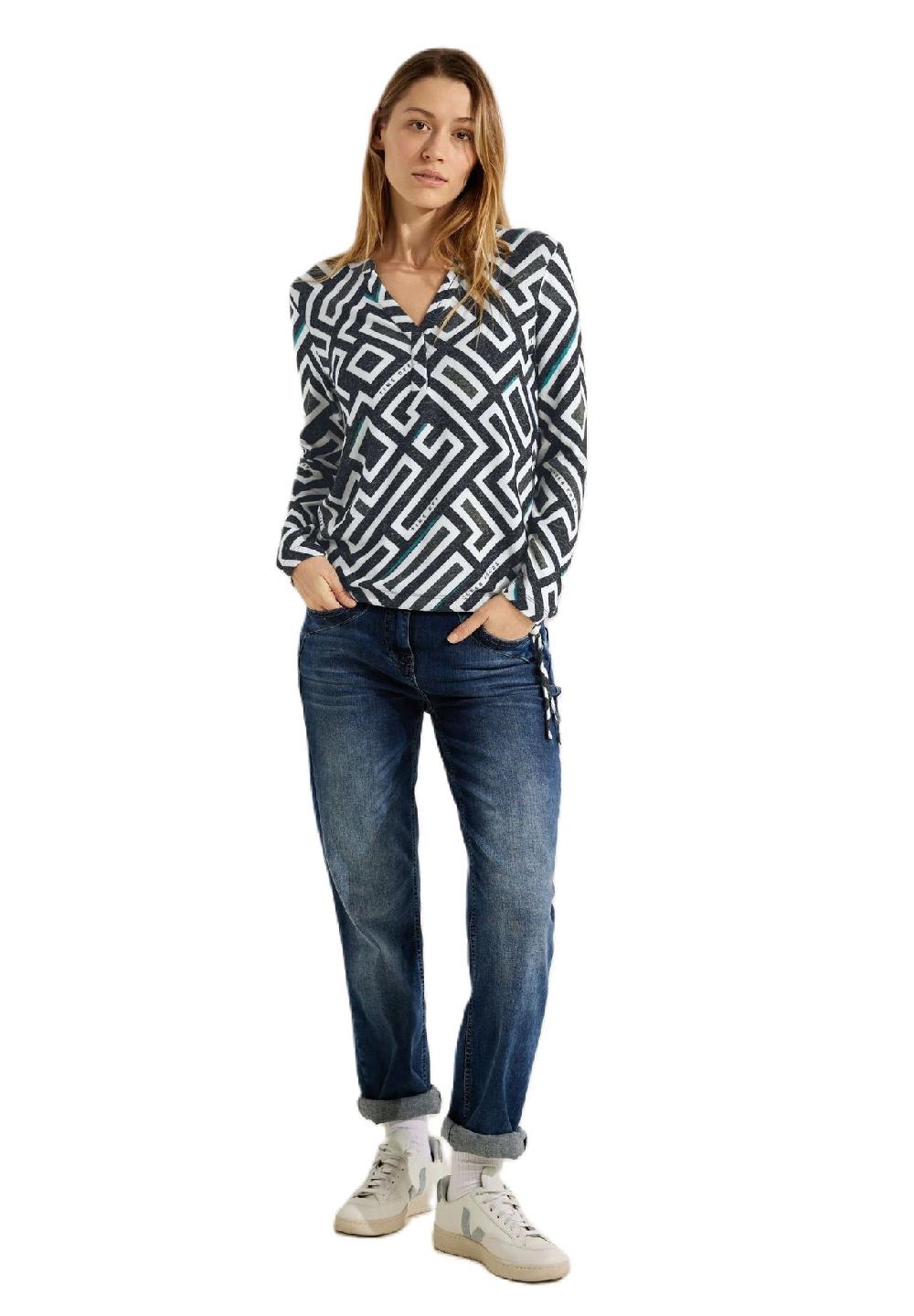 CECIL Tunikashirt Split-Neck grafisch für Damen Letzte 2 Tage