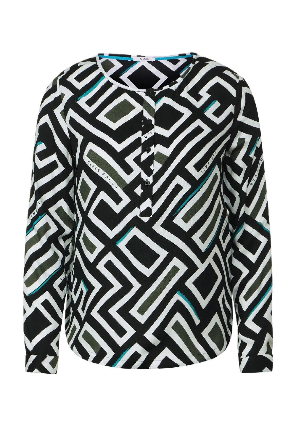 CECIL Shirtbluse Henley-Ausschnitt Allover-Muster für Damen Zeitbegrenzte Promotion