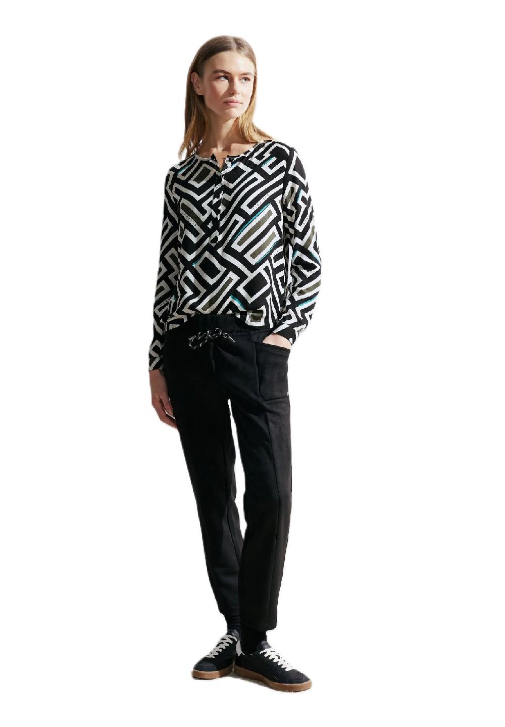 CECIL Shirtbluse Henley-Ausschnitt Allover-Muster für Damen Zeitbegrenzte Promotion