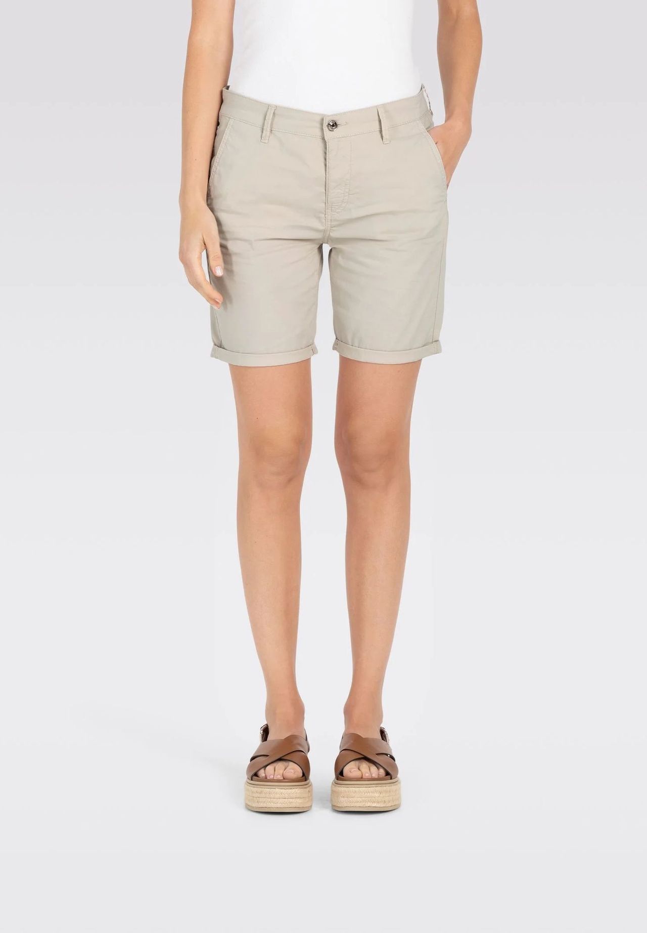 MAC Chino-Shorts Saumumschlag Paspeltaschen für Damen Begrenzte Freigabe
