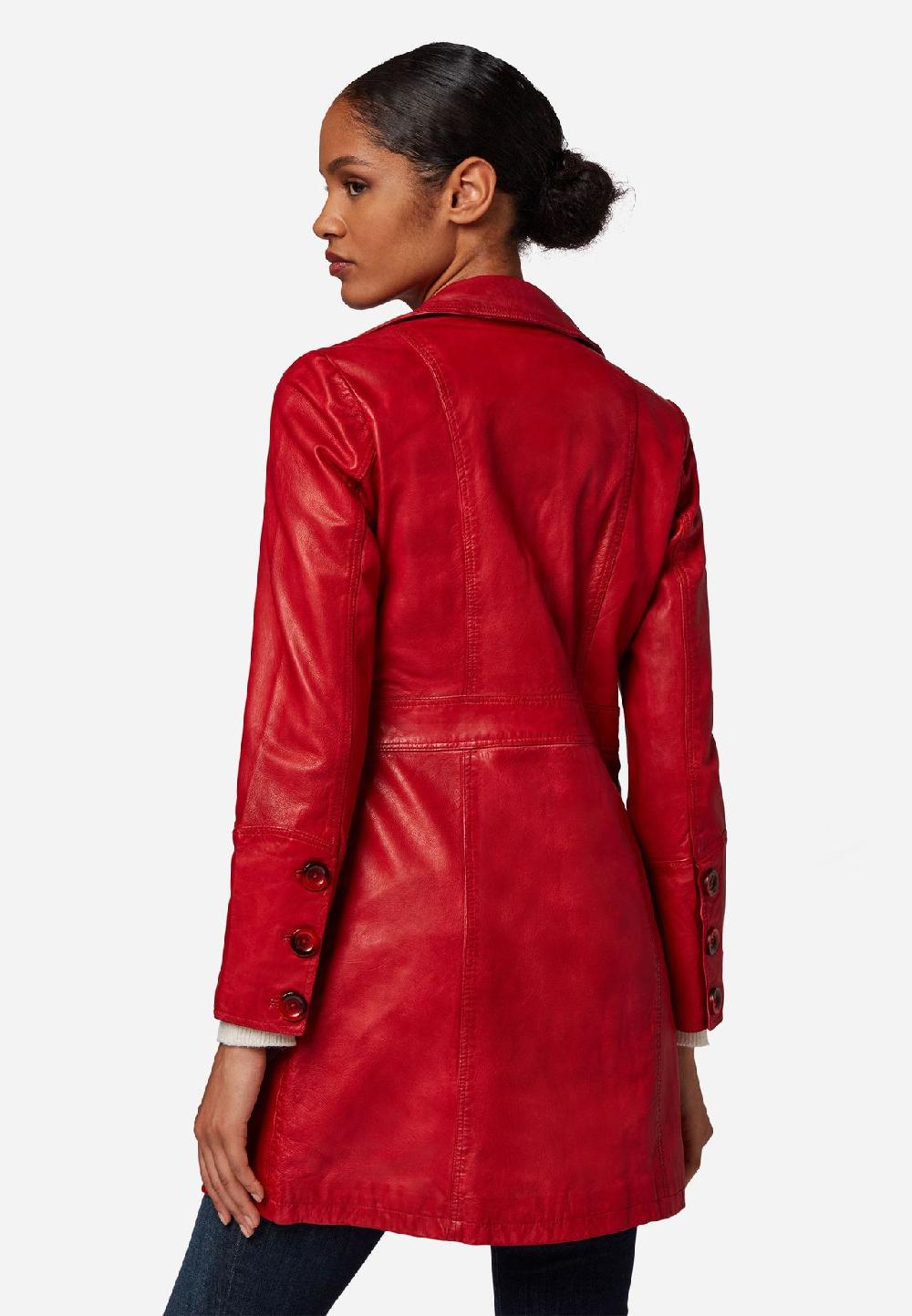 RICANO Damen Ledermantel Lucy Kurzmantel mit Knopfleiste und Reversekragen Discount Store für neue Produkte