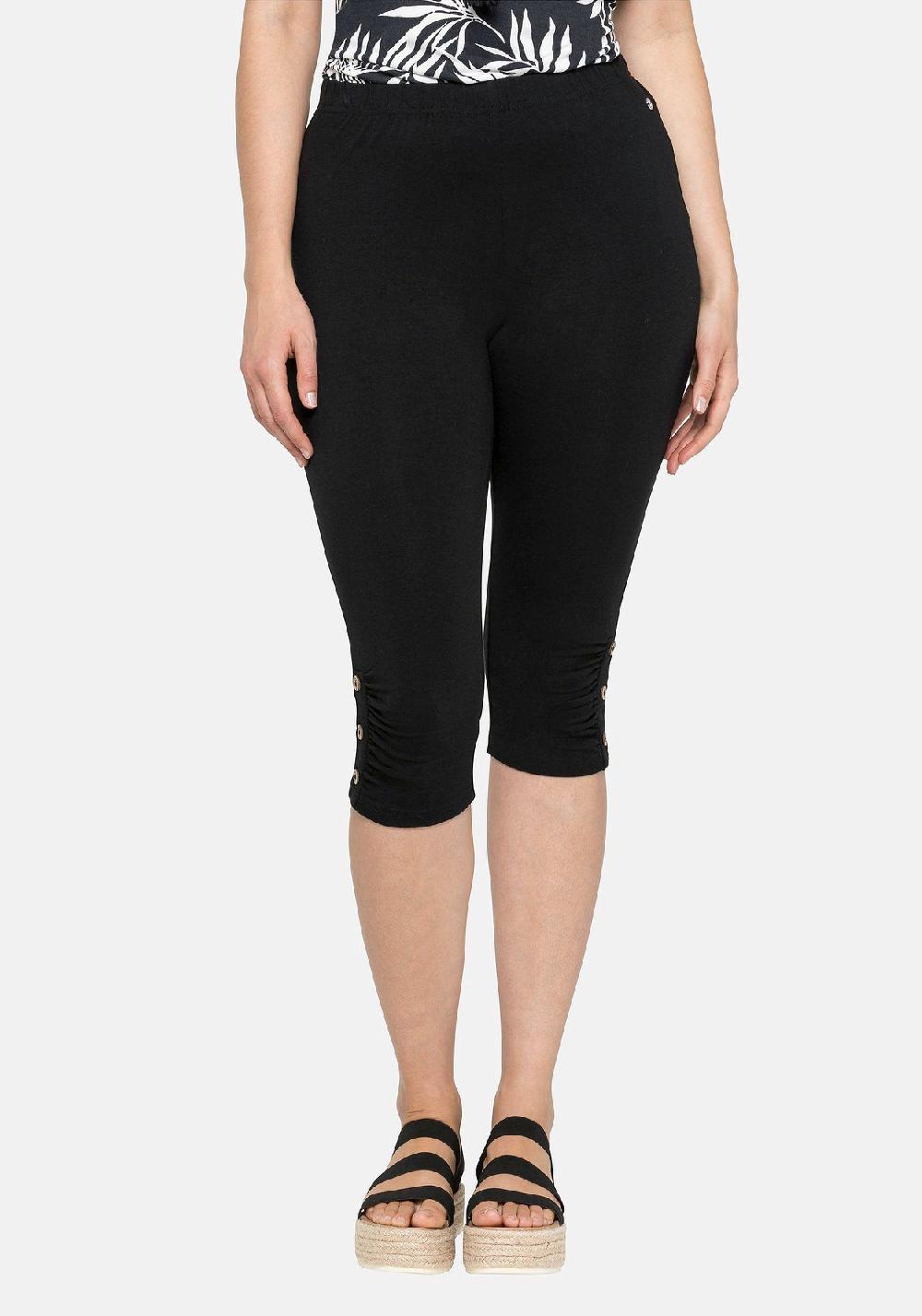 sheego Leggings mit Raffung und Deko-Knöpfen am Saum Speichern exportieren